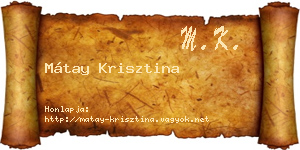 Mátay Krisztina névjegykártya